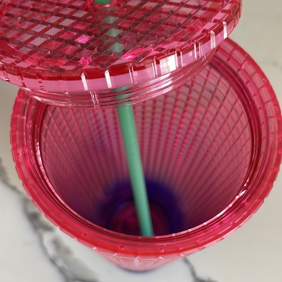 NWT Starbucks 2022 watermelon pink purple gradient ombré grid Venti 24oz Tumbler - Picture 4 of 7